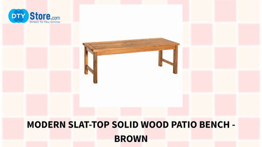 Modern Slat-Top Solid Wood Patio Bench - Brown by@Outfy