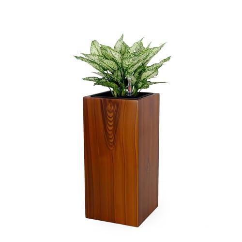 Catleza Composite Self-watering Square Planter Box - High 11 inches Dark Wood