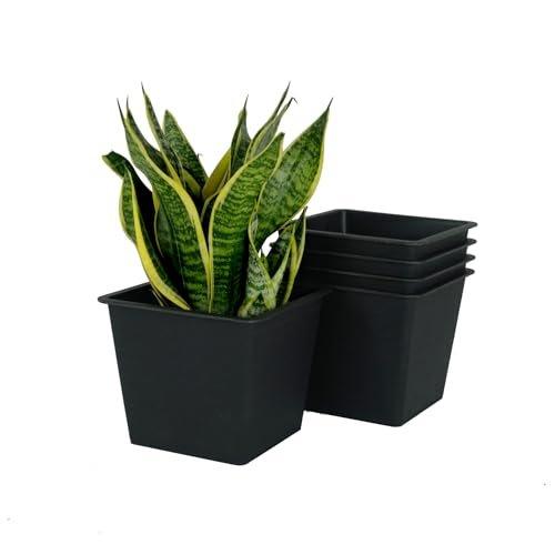 Catleza Nursery Plant Pot - Garden Plastic Pots with Drainage (5-Pack) Square