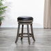 Creede Bonded Leather Backless Swivel Stool, 24" Counter or 30” Bar Stool 24" Counter Height Weathered Gray Black Leather