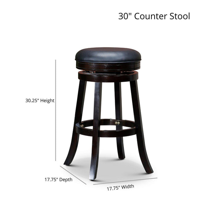 Creede Bonded Leather Backless Swivel Stool, 24" Counter or 30” Bar Stool