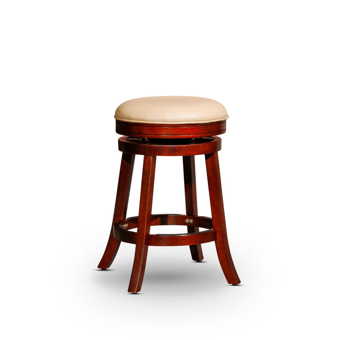 Creede Bonded Leather Backless Swivel Stool, 24" Counter or 30” Bar Stool 24" Counter Height Cherry Bone Leather