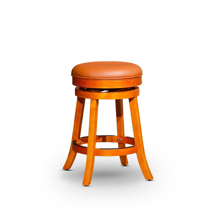 Creede Bonded Leather Backless Swivel Stool, 24" Counter or 30” Bar Stool 24" Counter Height Natural Saddle Leather