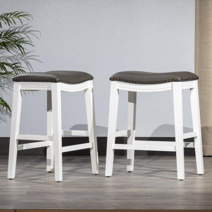 DTY Indoor Living Aurora Saddle Stool -25" Counter Stool or 29" Barstool, Set of 2