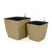 DTY Signature 2-Pack Self-watering Planter - Hand Woven Wicker - Thin Square Natural