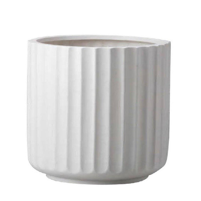 DTY Signature Mount Shavano 1-piece Fluted Fiberstone Planter White