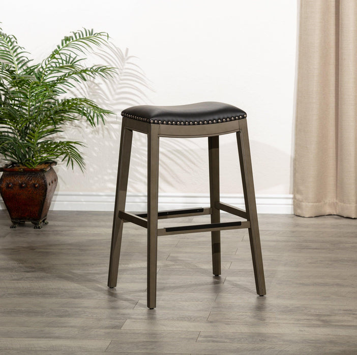 Durango Bonded Leather Saddle Stool, 24" Counter Stool or 30" Bar Stool 30" Bar Height Weathered Gray Black Leather