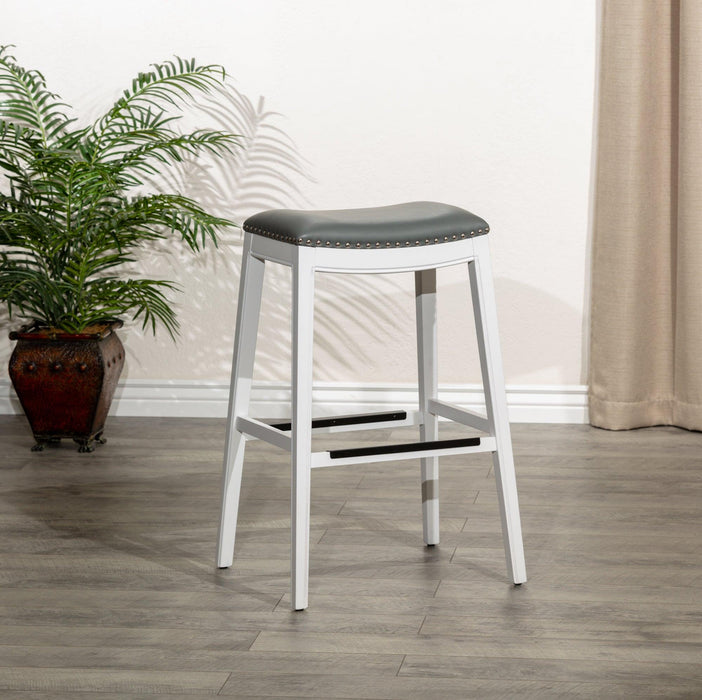 Durango Bonded Leather Saddle Stool, 24" Counter Stool or 30" Bar Stool 30" Bar Height White Gray Leather