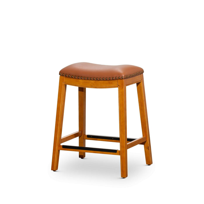 Durango Bonded Leather Saddle Stool, 24" Counter Stool or 30" Bar Stool 24" Counter Height Natural Saddle Leather