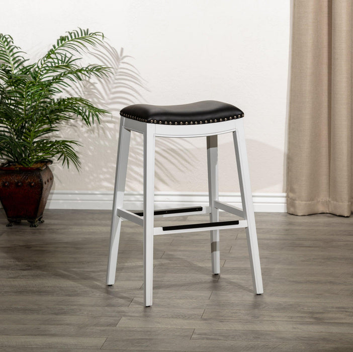 Durango Bonded Leather Saddle Stool, 24" Counter Stool or 30" Bar Stool 30" Bar Height White Black Leather