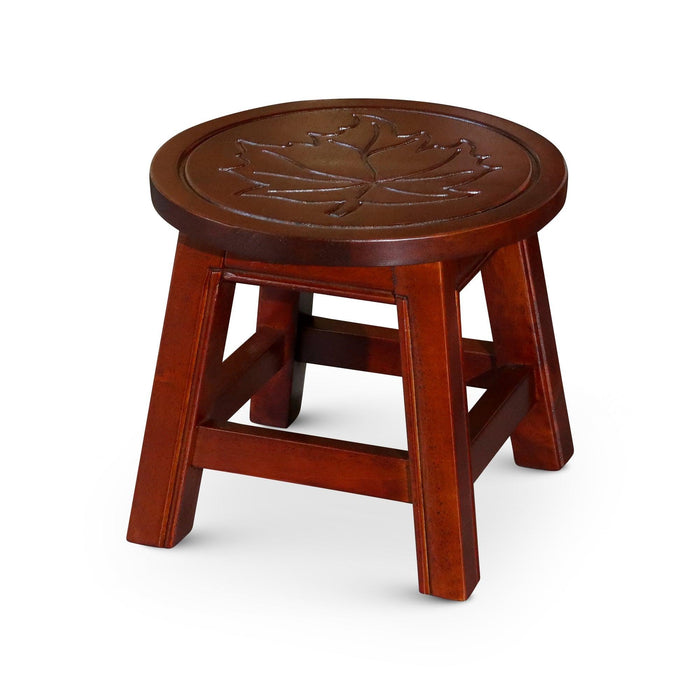 Fairplay Carved Wooden Step Stool Maple Leaf Cherry