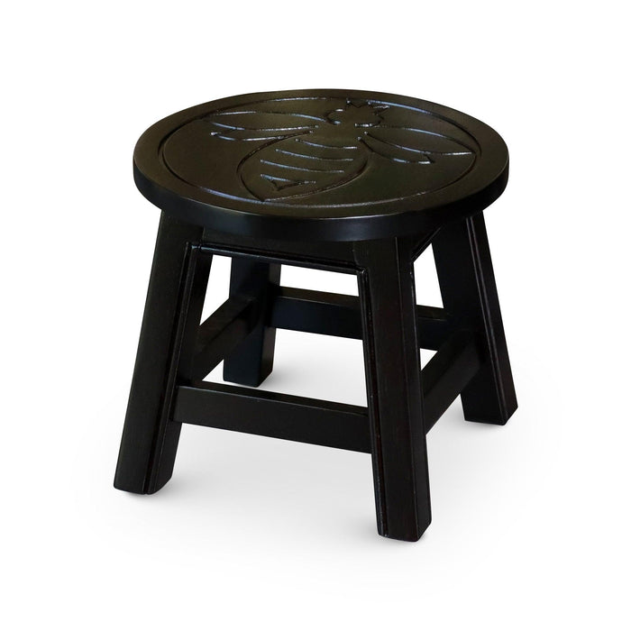 Fairplay Carved Wooden Step Stool Queen Bee Espresso