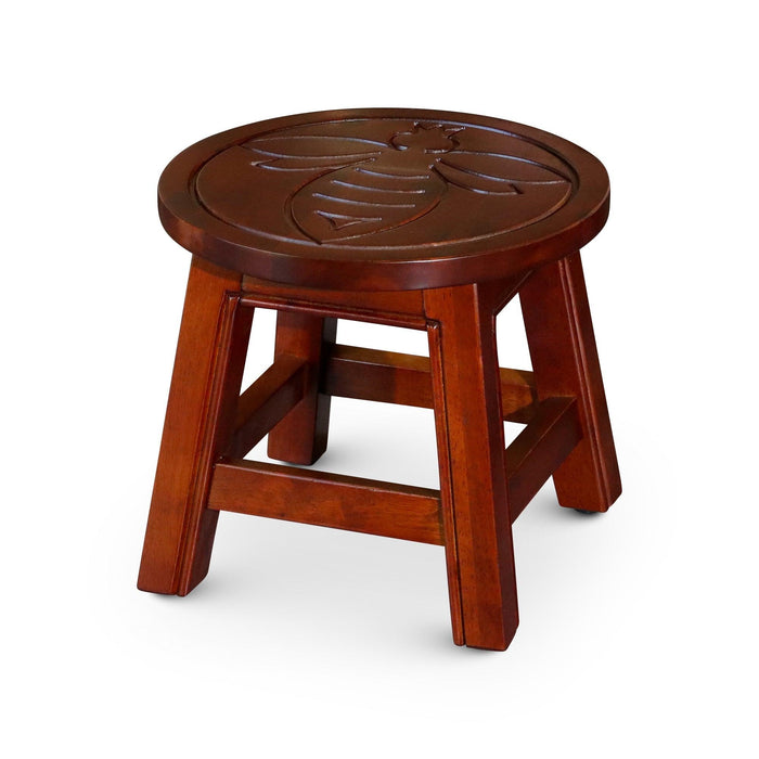 Fairplay Carved Wooden Step Stool Queen Bee Cherry