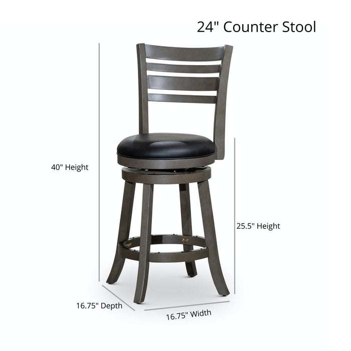 Granby Leather 4-Slat Back Swivel Stool, 30" Bar Stool or 24”