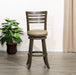 Granby Leather 4-Slat Back Swivel Stool, 30" Bar Stool or 24” 30" Bar Height Weathered Gray French Gray