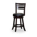 Granby Leather 4-Slat Back Swivel Stool, 30" Bar Stool or 24” 24" Counter Height Espresso Black Leather