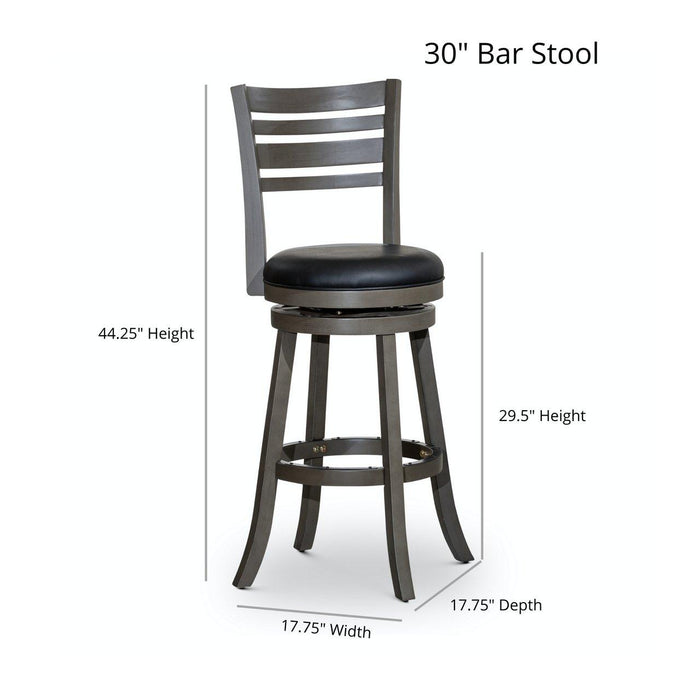 Granby Leather 4-Slat Back Swivel Stool, 30" Bar Stool or 24”