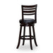 Granby Leather 4-Slat Back Swivel Stool, 30" Bar Stool or 24” 30" Bar Height Espresso Black Leather