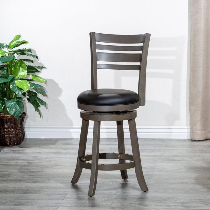 Granby Leather 4-Slat Back Swivel Stool, 30" Bar Stool or 24”