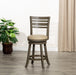 Granby Leather 4-Slat Back Swivel Stool, 30" Bar Stool or 24” 24" Counter Height Weathered Gray French Gray