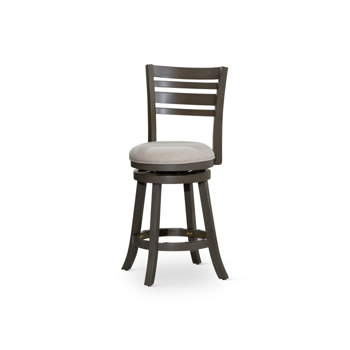 Granby Premium Fabric 4-Slat Back Swivel Stool, 24” Counter Stool or 30" Bar Stool 24" Counter Height Weathered Gray Beige Fabric