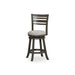 Granby Premium Fabric 4-Slat Back Swivel Stool, 24” Counter Stool or 30" Bar Stool 24" Counter Height Weathered Gray Beige Fabric