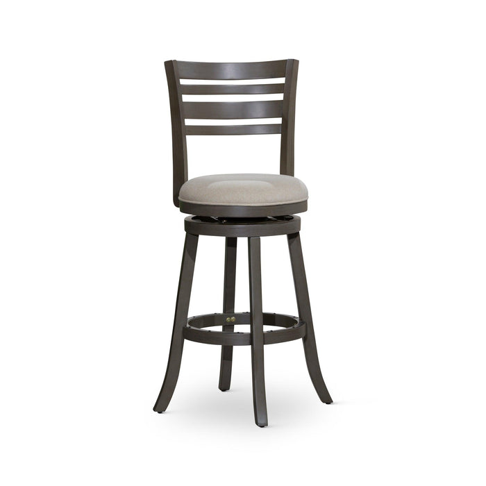 Granby Premium Fabric 4-Slat Back Swivel Stool, 24” Counter Stool or 30" Bar Stool 30" Bar Height Weathered Gray Beige Fabric