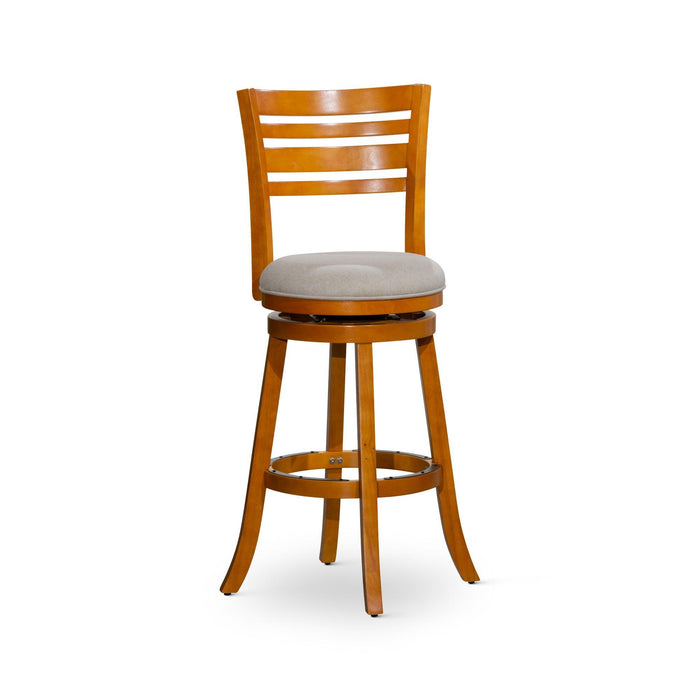 Granby Premium Fabric 4-Slat Back Swivel Stool, 24” Counter Stool or 30" Bar Stool 30" Bar Height Natural Beige Fabric