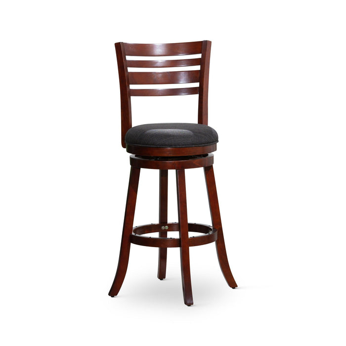 Granby Premium Fabric 4-Slat Back Swivel Stool, 24” Counter Stool or 30" Bar Stool 30" Bar Height Cherry Charcoal Fabric