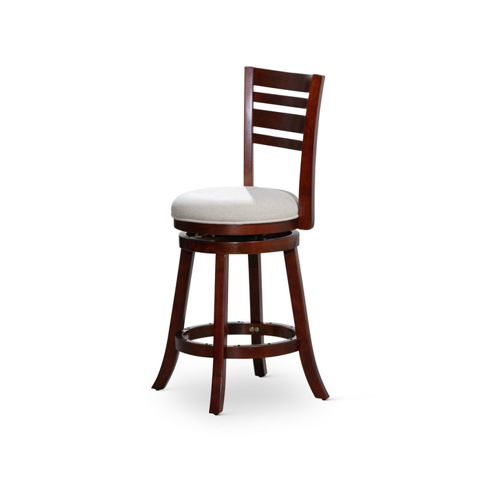 Granby Premium Fabric 4-Slat Back Swivel Stool, 24” Counter Stool or 30" Bar Stool 24" Counter Height Cherry Beige Fabric