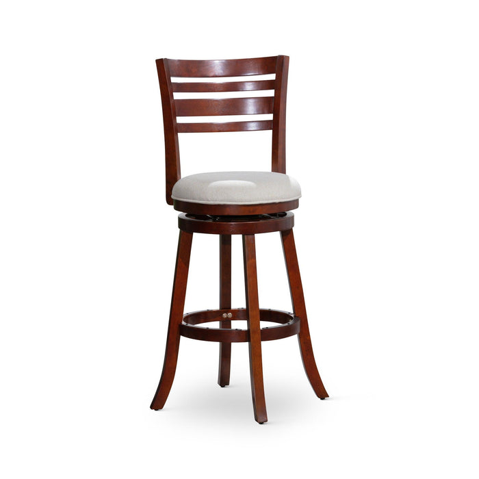 Granby Premium Fabric 4-Slat Back Swivel Stool, 24” Counter Stool or 30" Bar Stool 30" Bar Height Cherry Beige Fabric