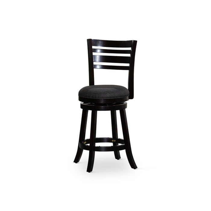 Granby Premium Fabric 4-Slat Back Swivel Stool, 24” Counter Stool or 30" Bar Stool 24" Counter Height Espresso Charcoal Fabric