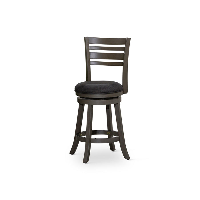 Granby Premium Fabric 4-Slat Back Swivel Stool, 24” Counter Stool or 30" Bar Stool 24" Counter Height Weathered Gray Charcoal Fabric