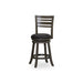 Granby Premium Fabric 4-Slat Back Swivel Stool, 24” Counter Stool or 30" Bar Stool 24" Counter Height Weathered Gray Charcoal Fabric