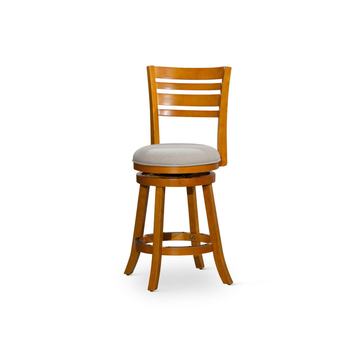 Granby Premium Fabric 4-Slat Back Swivel Stool, 24” Counter Stool or 30" Bar Stool 24" Counter Height Natural Beige Fabric