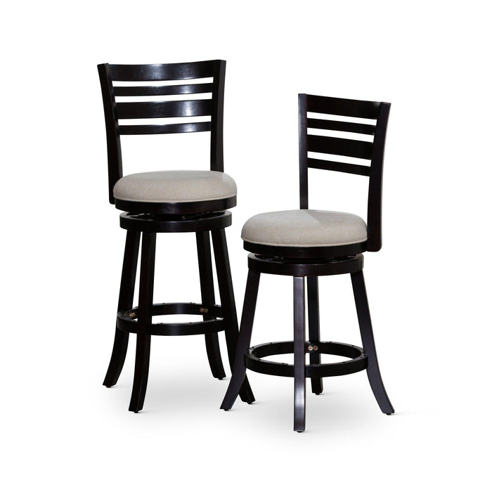 Granby Premium Fabric 4-Slat Back Swivel Stool, 24” Counter Stool or 30" Bar Stool