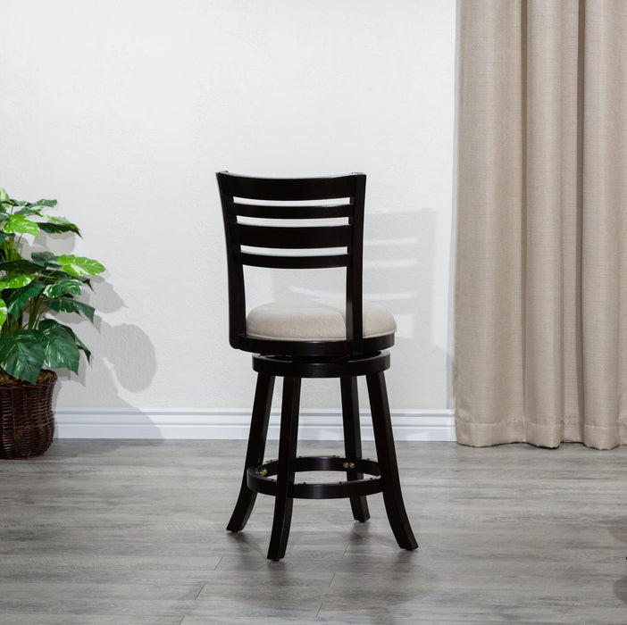 Granby Premium Fabric 4-Slat Back Swivel Stool, 24” Counter Stool or 30" Bar Stool