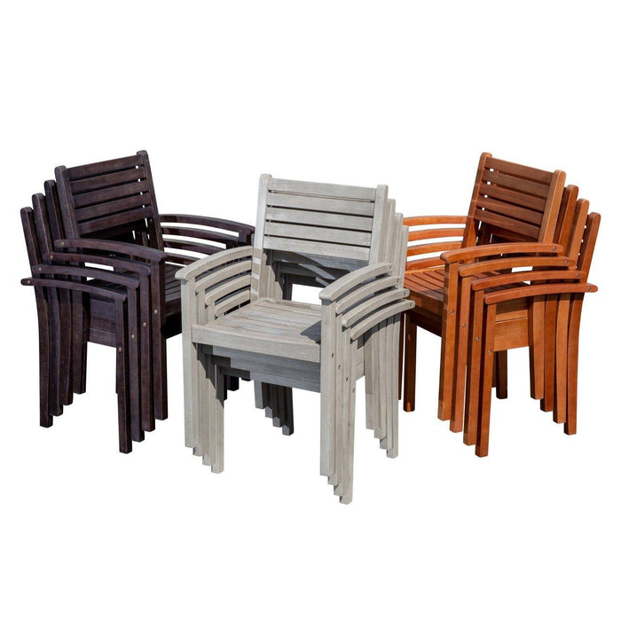 Leadville Eucalyptus Outdoor Square Dining Set With 4 Stacking Armchairs