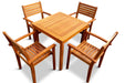 Leadville Eucalyptus Outdoor Square Dining Set With 4 Stacking Armchairs Natural Oil