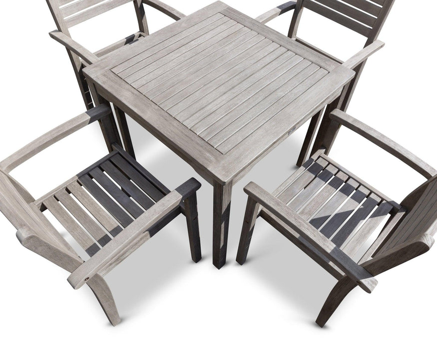 Leadville Eucalyptus Outdoor Square Dining Set With 4 Stacking Armchairs Driftwood Gray