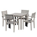 Leadville Eucalyptus Outdoor Square Dining Set With 4 Stacking Armchairs