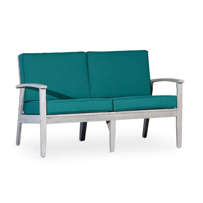 Longs Peak Eucalyptus Loveseat with Cushion Silver Gray Dark Green