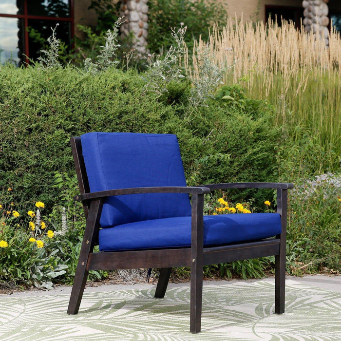 Longs Peak Eucalyptus Outdoor Deep Seat Chair with Cushions