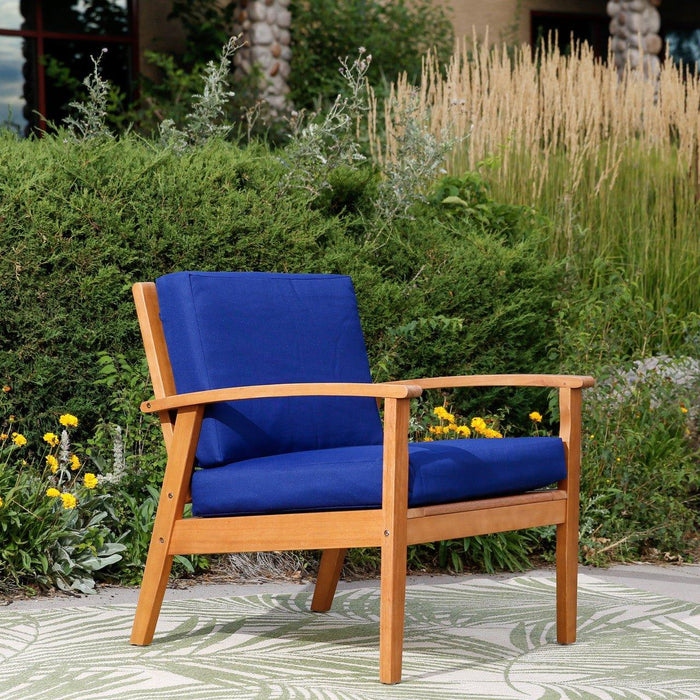 Longs Peak Eucalyptus Outdoor Deep Seat Chair with Cushions