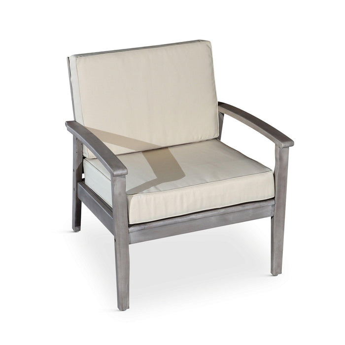 Longs Peak Eucalyptus Outdoor Deep Seat Chair with Cushions Silver Gray Sand