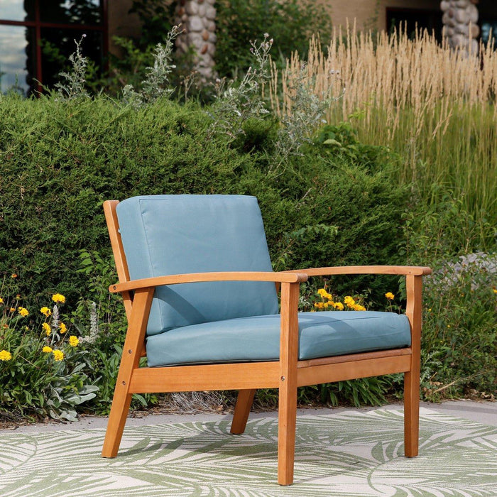 Longs Peak Eucalyptus Outdoor Deep Seat Chair with Cushions