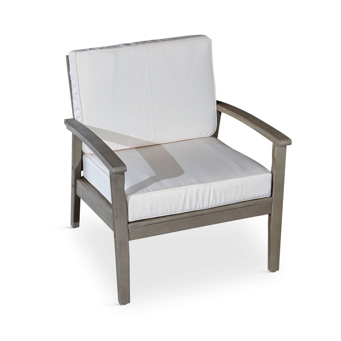 Longs Peak Eucalyptus Outdoor Deep Seat Chair with Cushions Driftwood Gray Cream