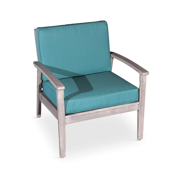 Longs Peak Eucalyptus Outdoor Deep Seat Chair with Cushions Silver Gray Sage