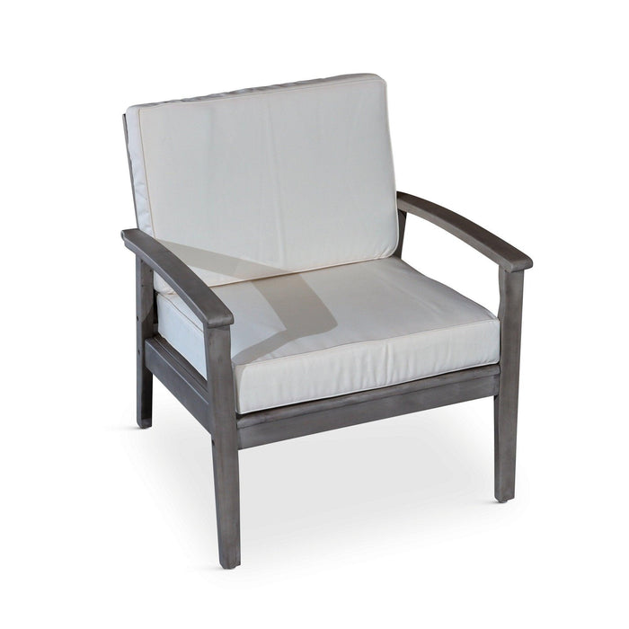 Longs Peak Eucalyptus Outdoor Deep Seat Chair with Cushions Silver Gray Cream