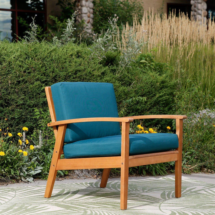 Longs Peak Eucalyptus Outdoor Deep Seat Chair with Cushions